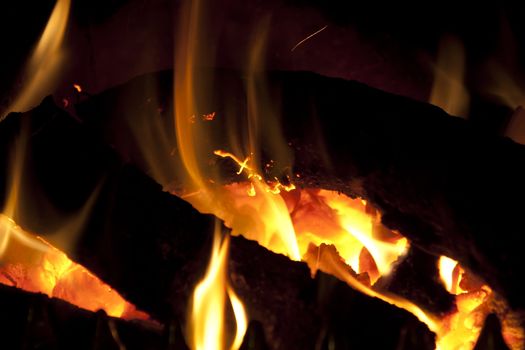 red hot flames from an Irish turf fuelled fire
