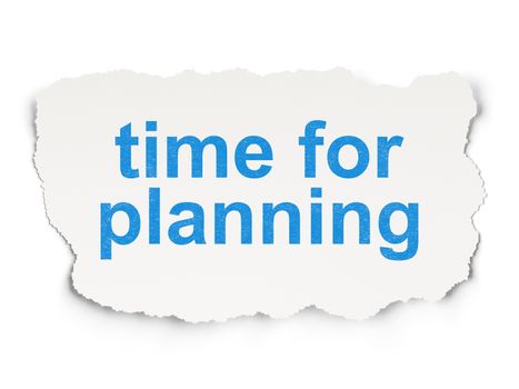Time concept: torn paper with words Time for Planning on Paper background, 3d render