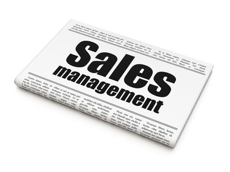 Marketing news concept: newspaper headline Sales Management on White background, 3d render