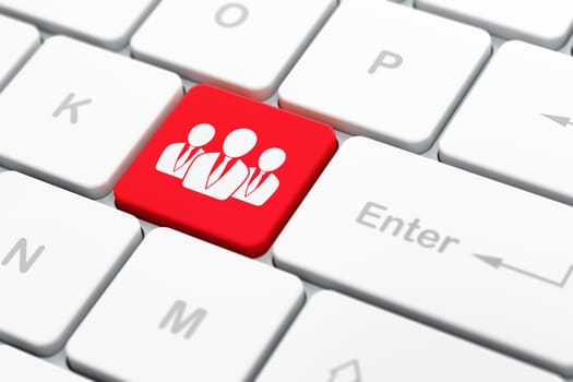 Business concept: computer keyboard with Business People icon on enter button background, selected focus, 3d render