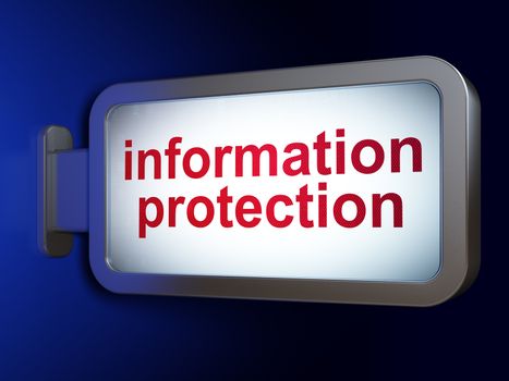 Protection concept: Information Protection on advertising billboard background, 3d render