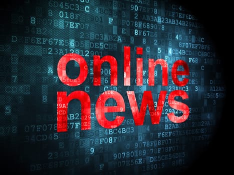 News concept: pixelated words Online News on digital background, 3d render