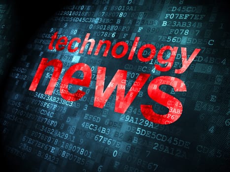 News concept: pixelated words Technology News on digital background, 3d render