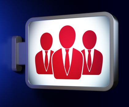 News concept: Business People on advertising billboard background, 3d render