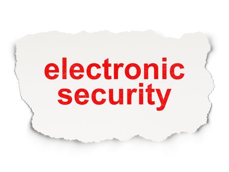 Privacy concept: torn paper with words Electronic Security on Paper background, 3d render