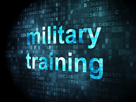Education concept: pixelated words Military Training on digital background, 3d render