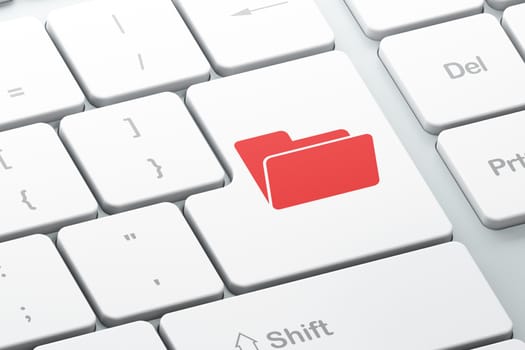 Business concept: Enter button with Folder on computer keyboard background, 3d render