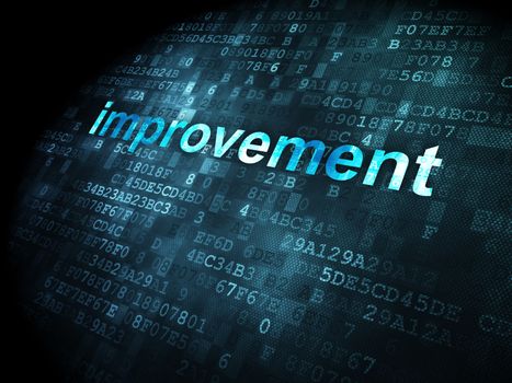Business concept: pixelated words Improvement on digital background, 3d render