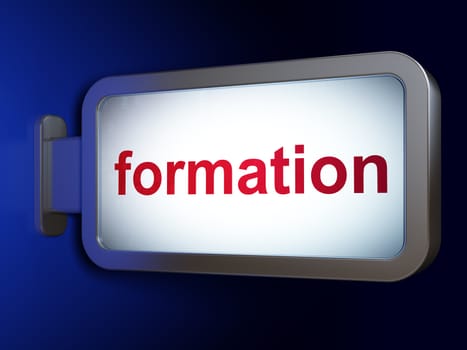 Education concept: Formation on advertising billboard background, 3d render