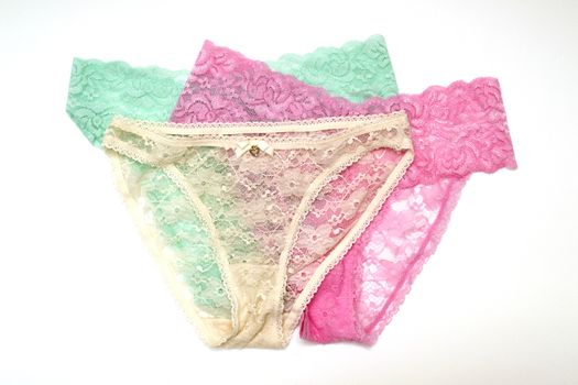 Bright coloured knickers on a white background