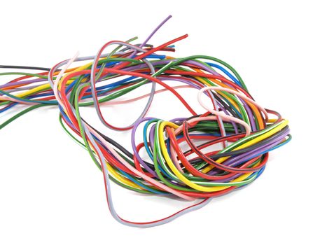 Close up of multicoloured six amp electrical wire