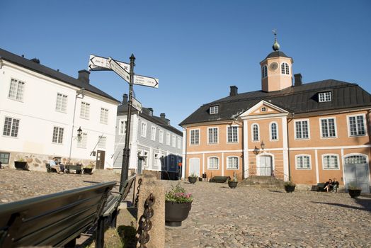 The central square in the old city Porvoo in Finland