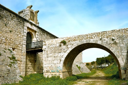 Drawbridge of castle of the Counts XV century in Chinchon near of Madrid