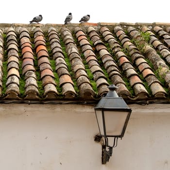 Tile roof of old house in Chinchon, Madrid, Spain