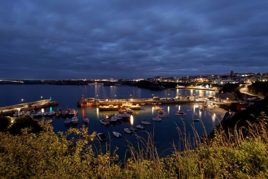 Newquay Harbour Sunset in Cornwall South West UK