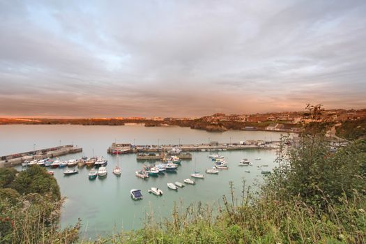 Newquay Harbour Sunset in Cornwall South West UK