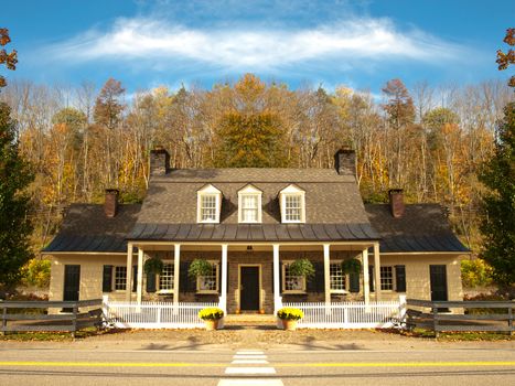 pretty country cottage in autumn