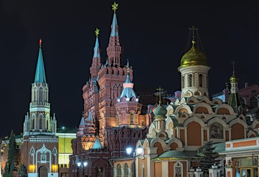 View of the Moscow Kremlin at night