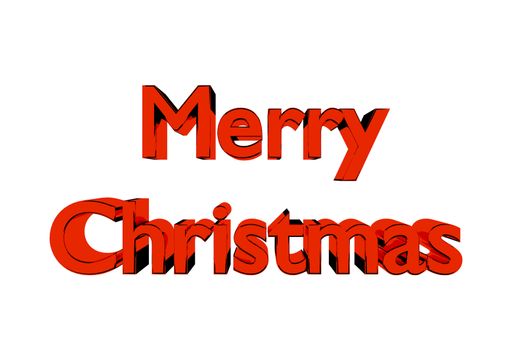 3D Illustration of golden Merry Christmas lettering on a white background