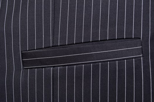 Black and white pinstripe suit detail up close