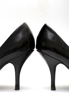 Detail of a pair black ladies high heels