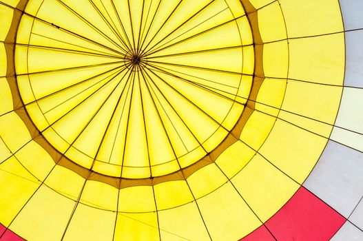 inside of filled colorful hot air balloon
