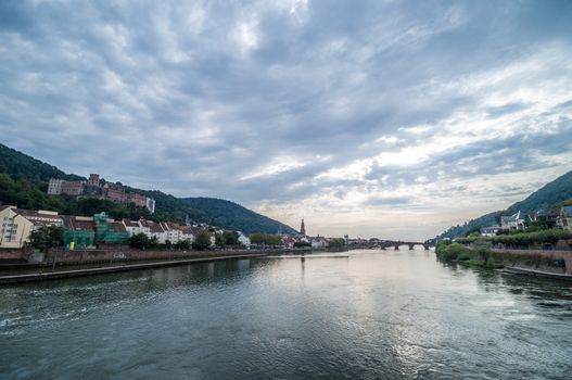 view of the old town of Heidelberg with the castle