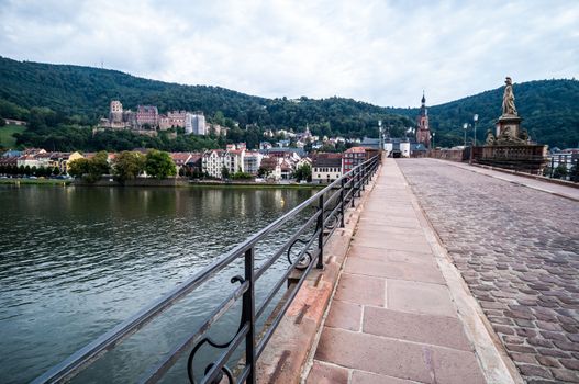 view of the old town of Heidelberg with the castle