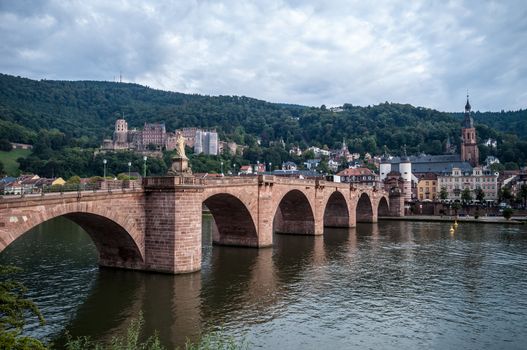 view of the old town of Heidelberg with the castle