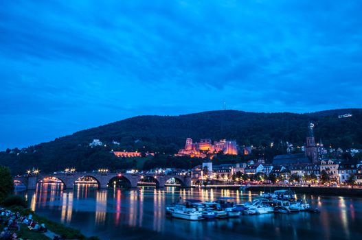 view of the old town of Heidelberg with the castle