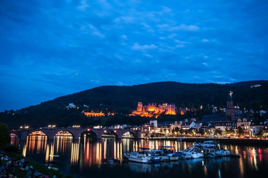 view of the old town of Heidelberg with the castle