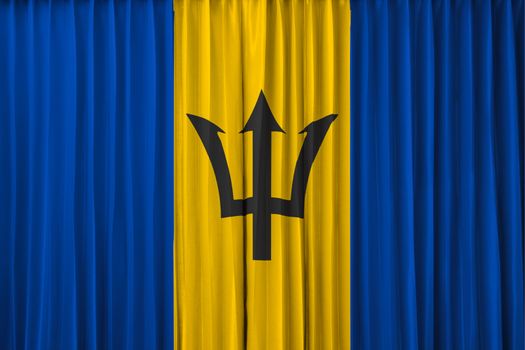 Barbados flag on curtain
