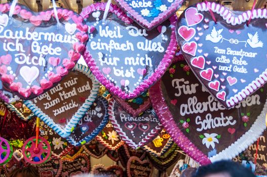 heartshaped gingerbread sold on the Oktoberfest in Munich