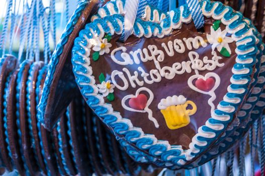 heartshaped gingerbread sold on the Oktoberfest in Munich