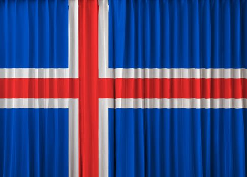 Iceland flag on curtain