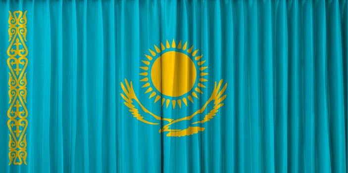 Kazakhstan flag on curtain