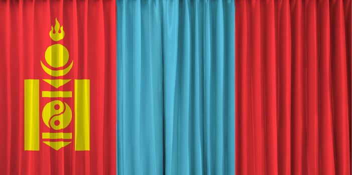 Mongolia flag on curtain