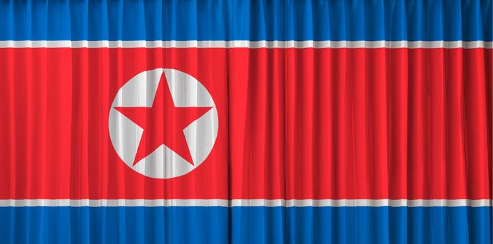 North Korea flag on curtain