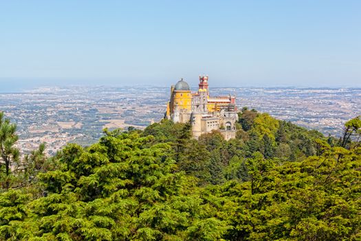 Aerial view of Palace da Pena. Sintra, Lisbon. Portugal. European travel