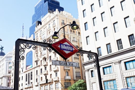 Gran Via  Metro Station Sign in Madrid Spain