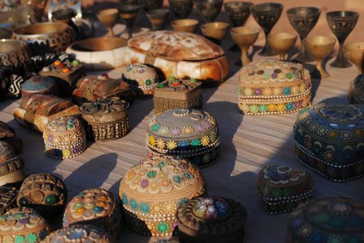 Souvenir boxes for sale in Petra, Jordan.