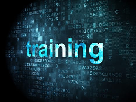 Education concept: pixelated words Training on digital background, 3d render