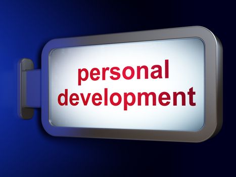 Education concept: Personal Development on advertising billboard background, 3d render