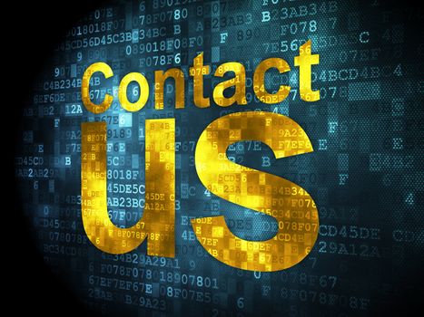 Marketing concept: pixelated words Contact Us on digital background, 3d render
