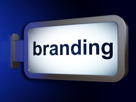 Advertising concept: Branding on advertising billboard background, 3d render