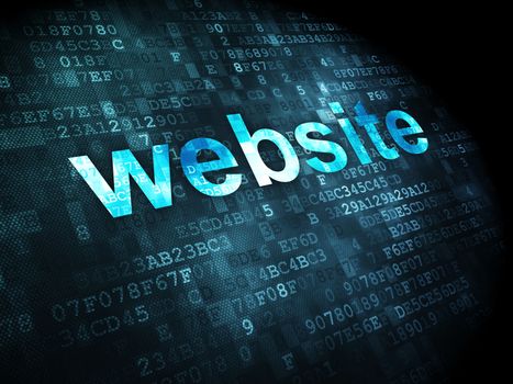 SEO web design concept: pixelated words Website on digital background, 3d render