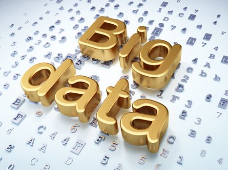 Data concept: Golden Big Data on digital background, 3d render