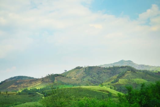 landscape mountain at the blue sky.