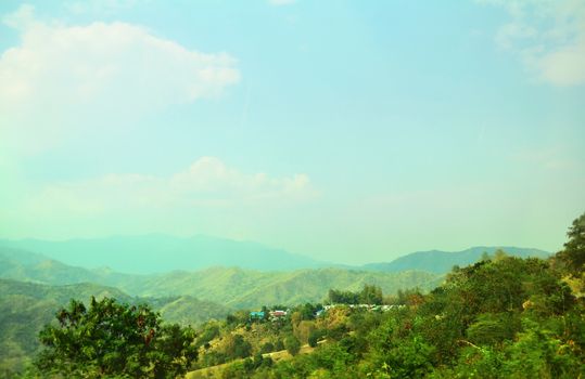 landscape mountain at the blue sky.