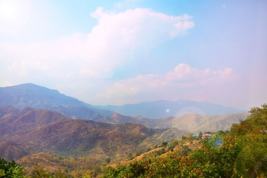 landscape mountain at the blue sky.